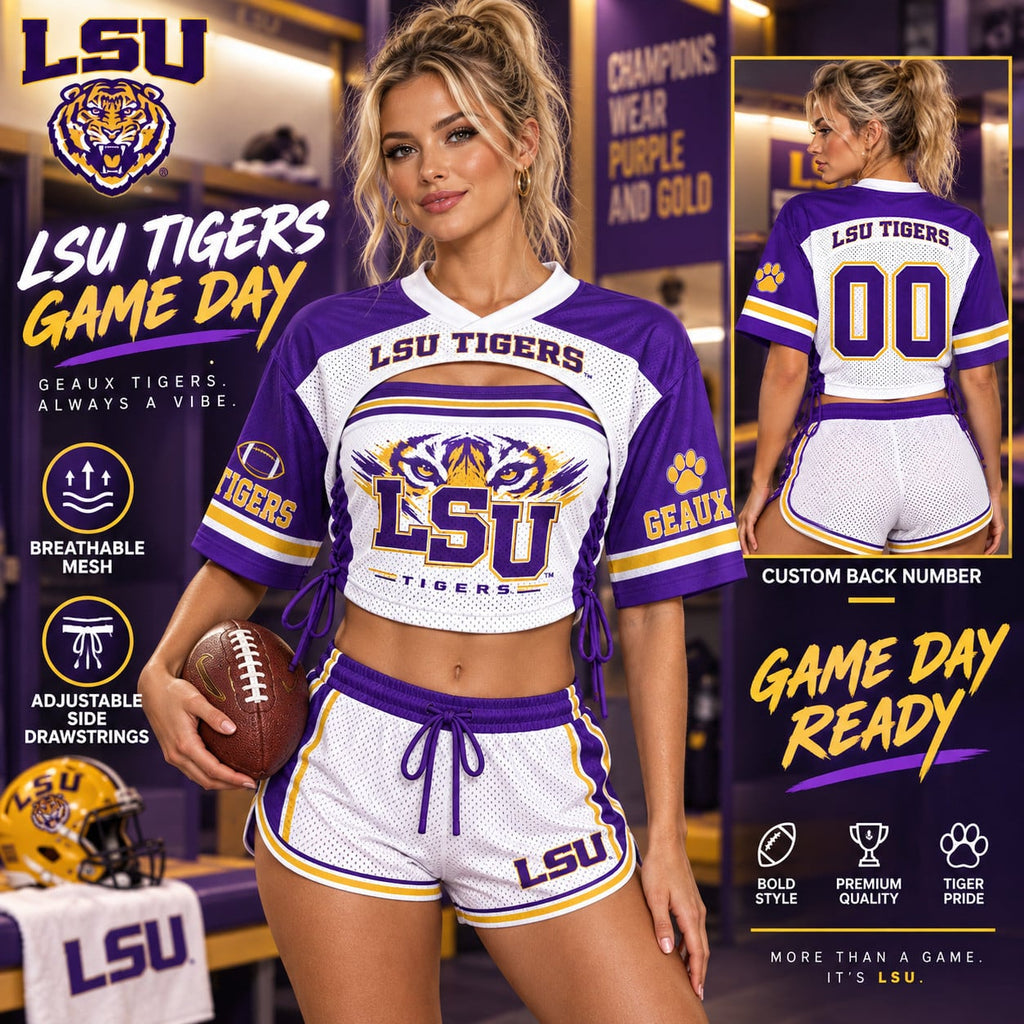 Premium LSU Mesh Short-Sleeve Bandeau & Shorts Set TNSM