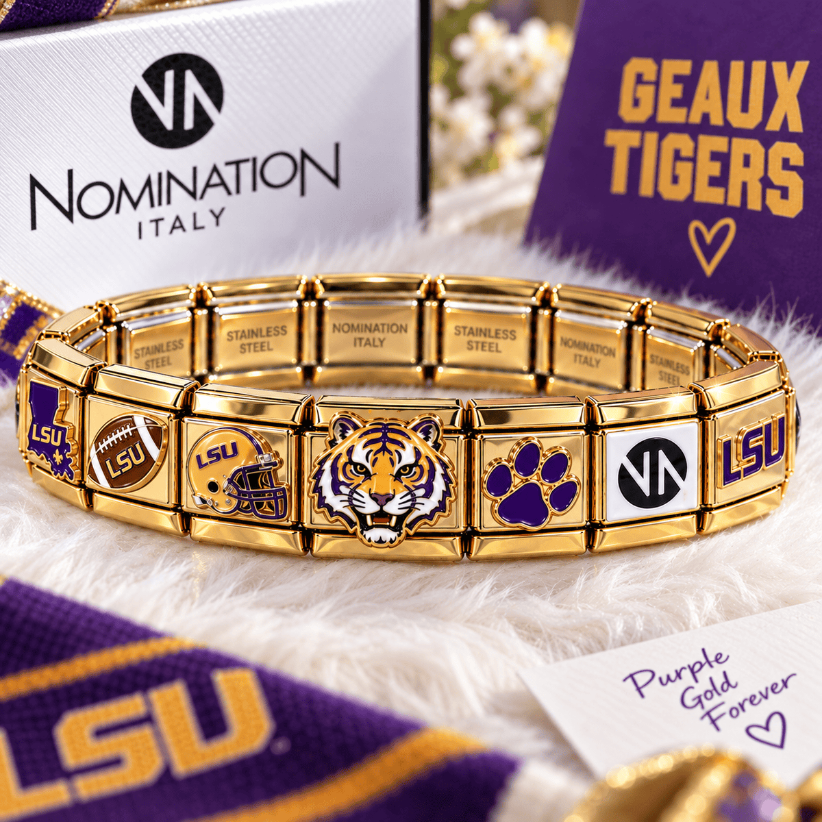 LSU Italian Charm Bracelet PDL