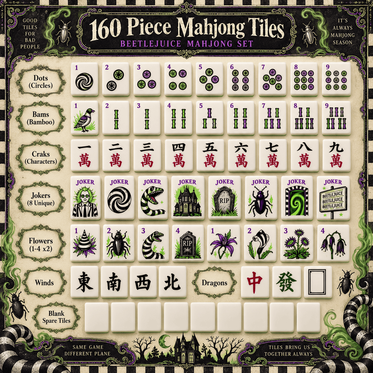Premium BTJ Mahjong Tiles Set TNSM
