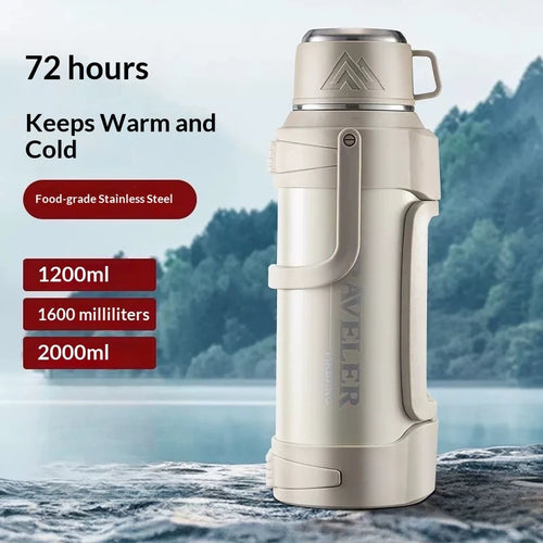 Leak Proof Insulated Travel Bottle 2L Large Capacity 316 Stainless Steel Large Capacity Vacuum Flask with Handle for Outdoor Gym